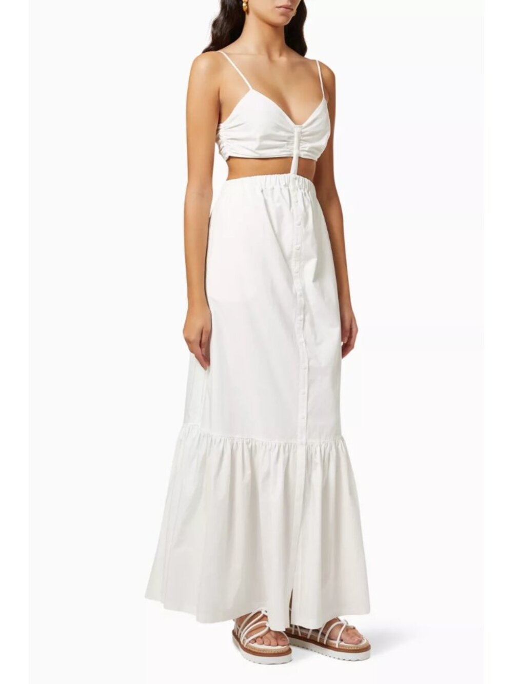 NWT SIMKHAI Kennedi Cutout Cotton Poplin Maxi Dress White M - Picture 8 of 11